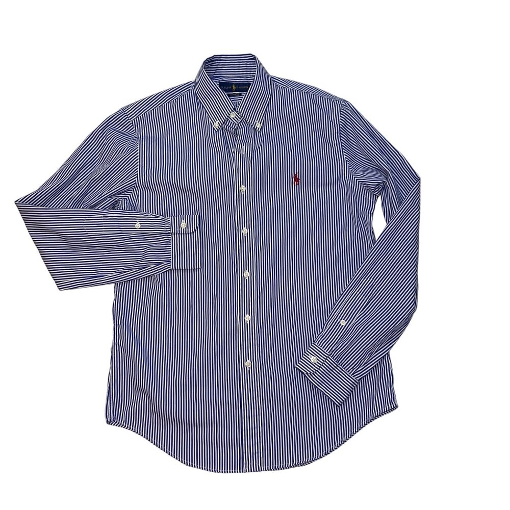 Ralph Lauren Classic Fit Striped Long Sleeve Button Down Dress Shirt Mens Small
